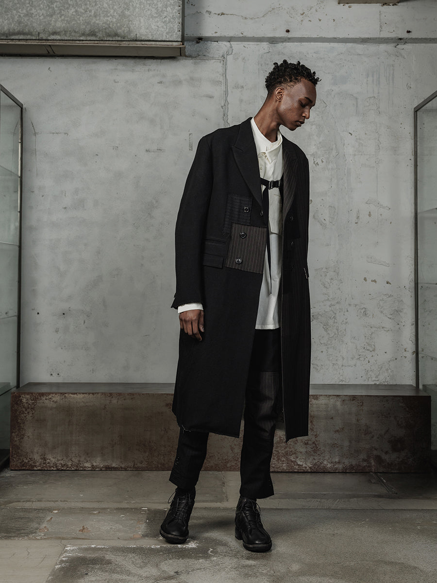 ジャケット・アウター vintage bicolor double chester coat DUELLUM（デュエラム）PATCHED CHESTER COAT（パッチワークチェスター