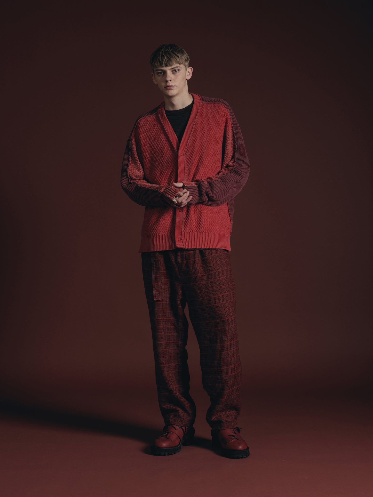 
                  
                    WOOL/LINEN RED PLAID WIDE TROUSERS
                  
                