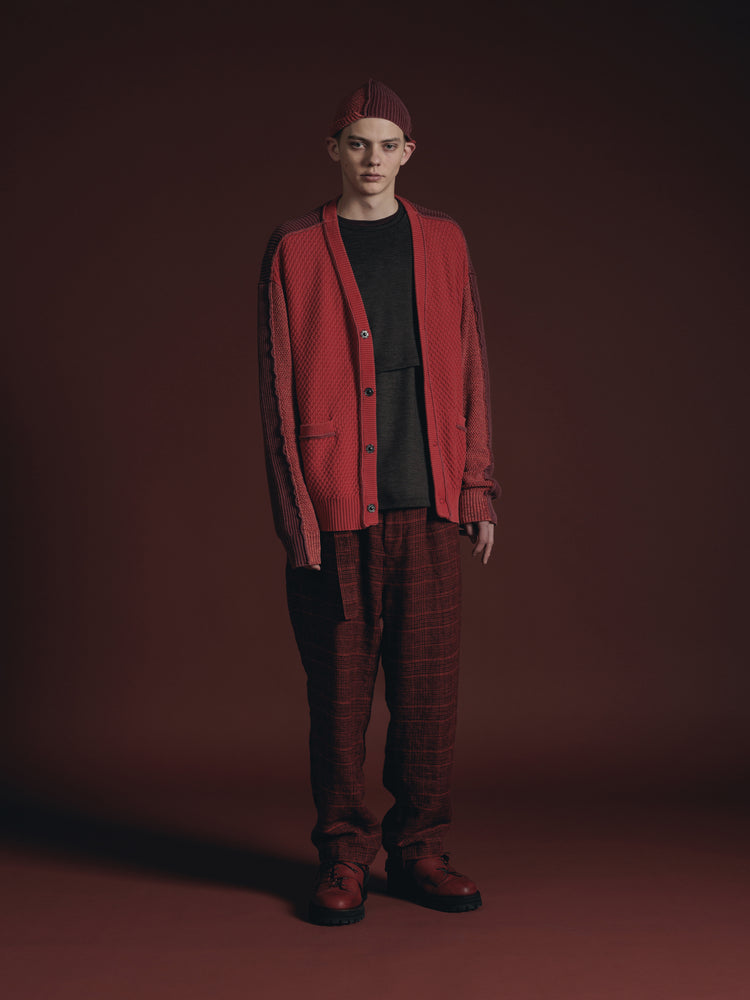 
                  
                    WOOL/LINEN RED PLAID WIDE TROUSERS
                  
                