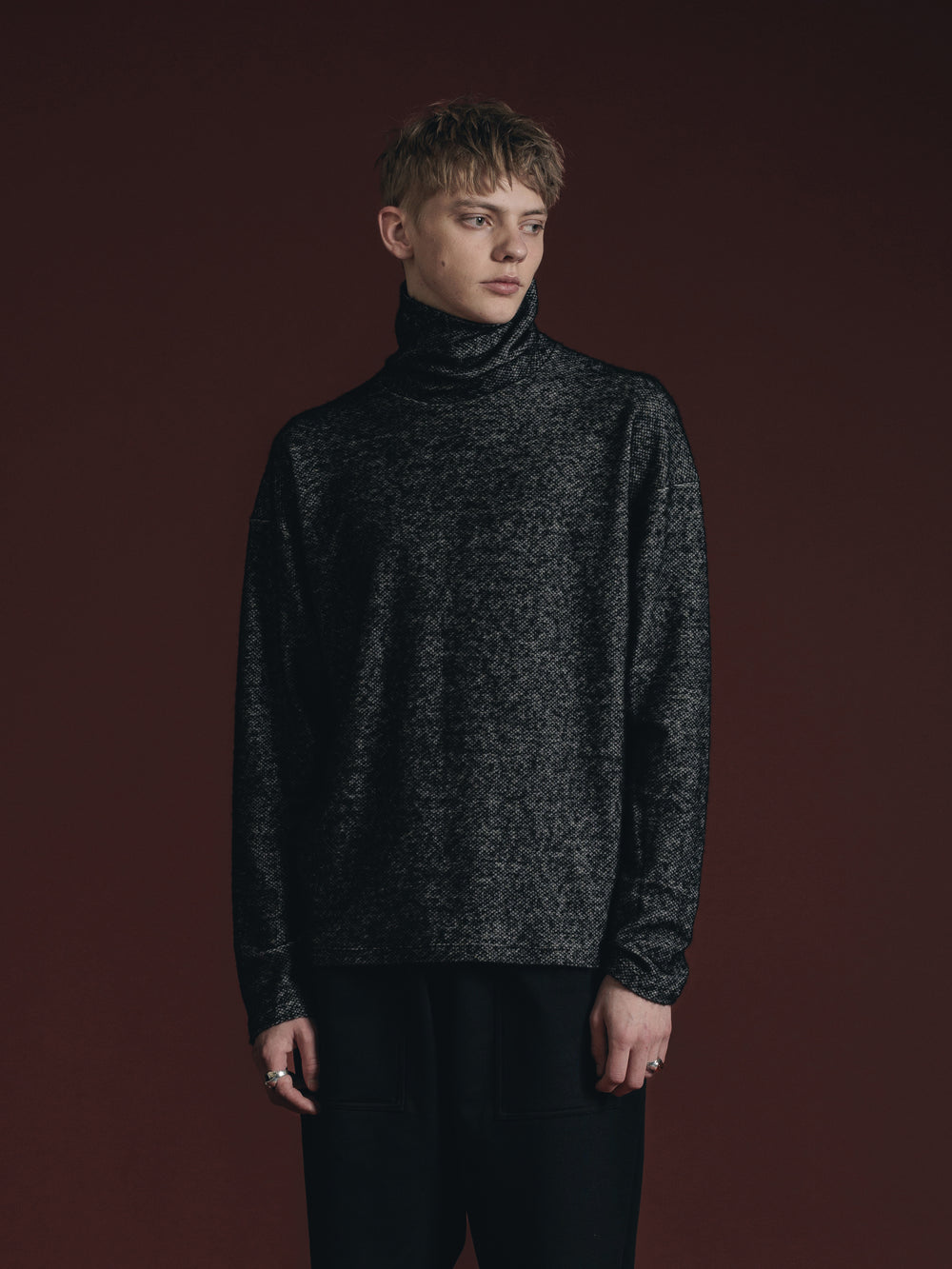 WOOL MIX JERSEY TURTLE-NECK L/S