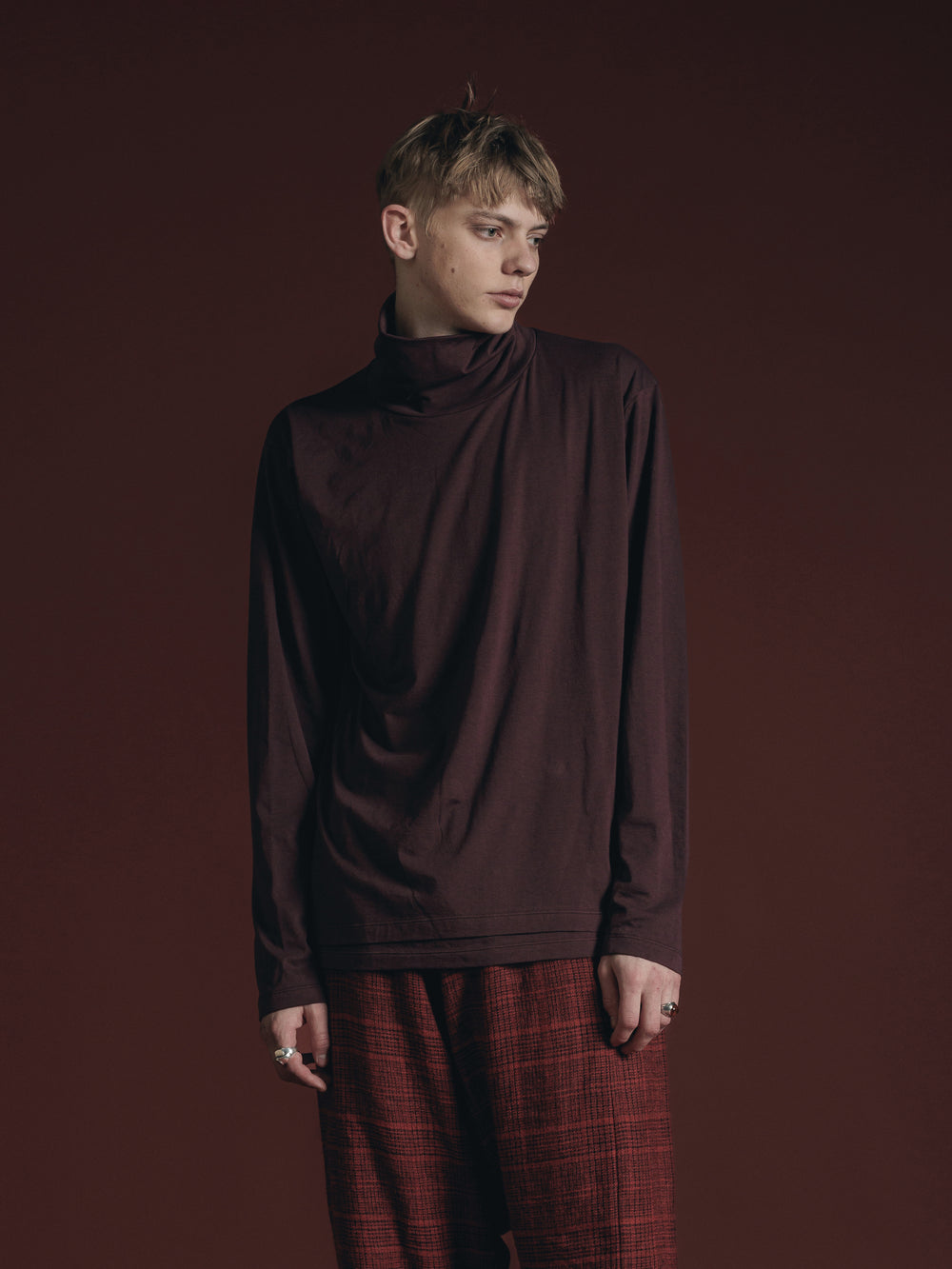 COTTON/CASHMERE TURTLE-NECK L/S