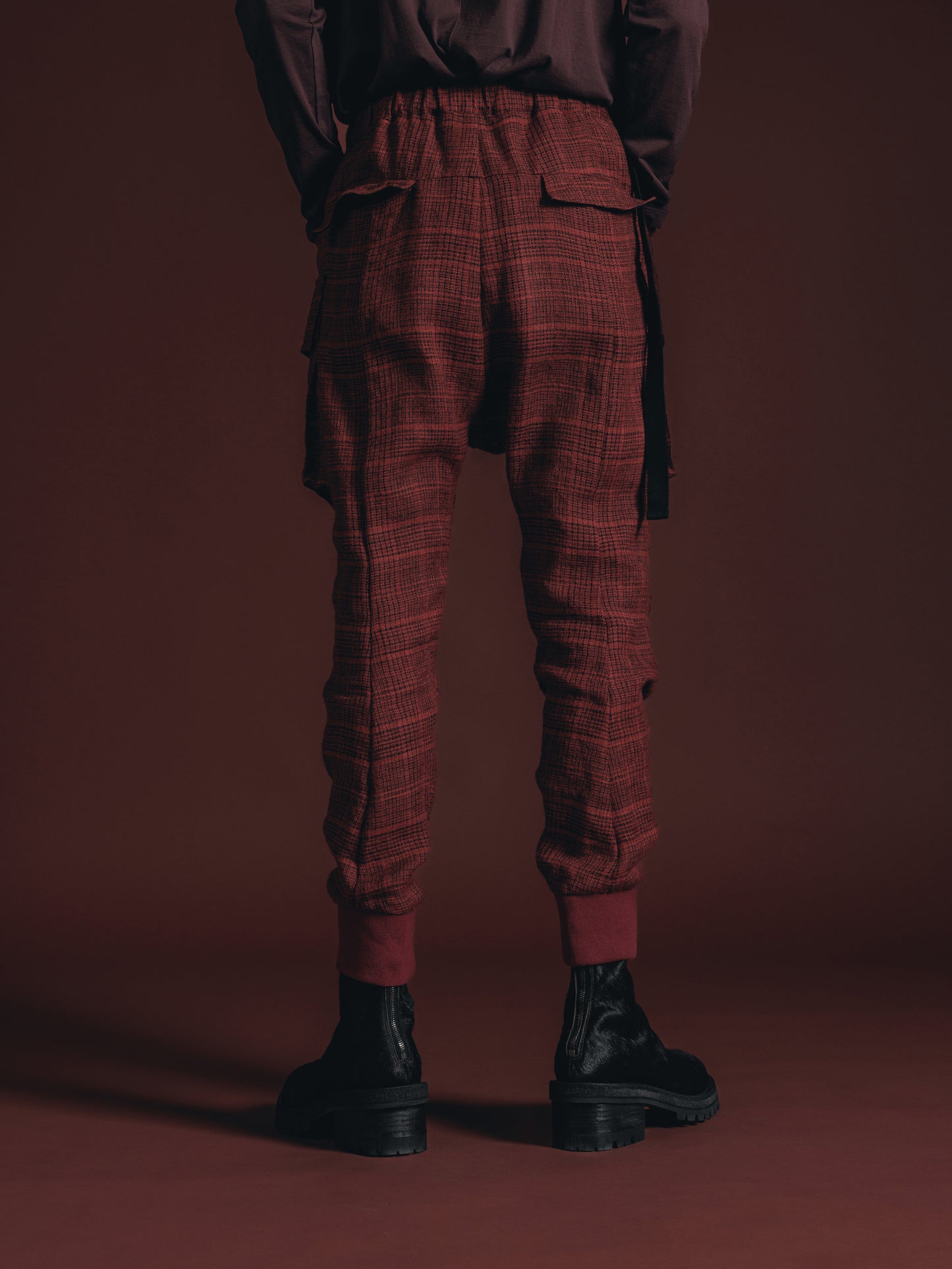 
                  
                    WOOL/LINEN RED PLAID CARGO PANTS
                  
                