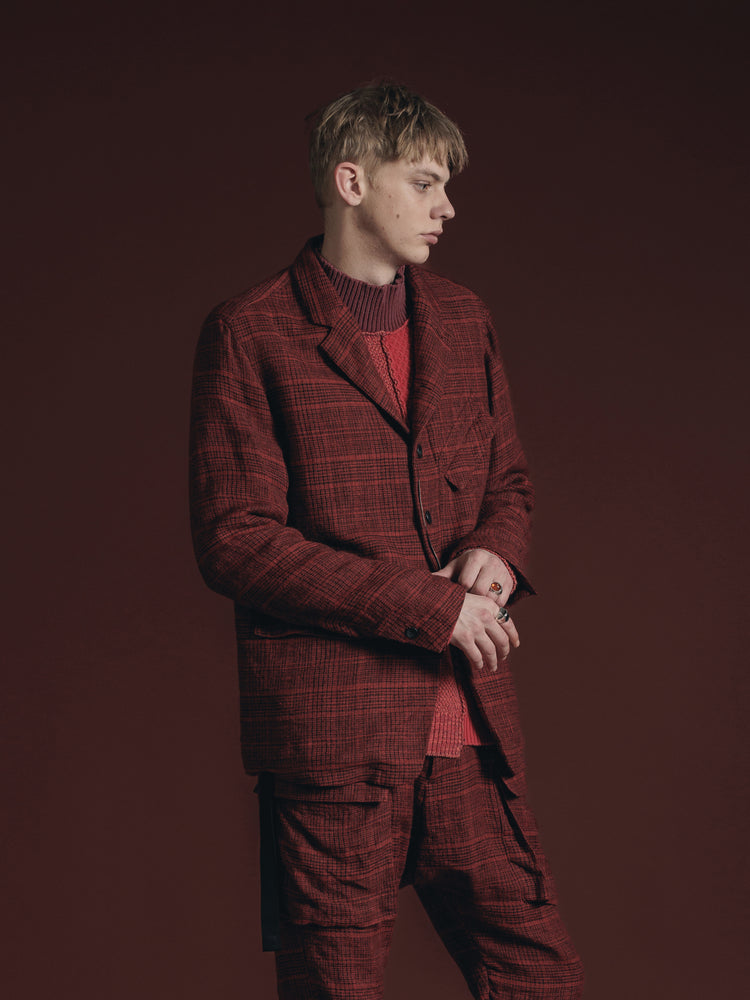 
                  
                    WOOL/LINEN RED PLAID BLAZER
                  
                