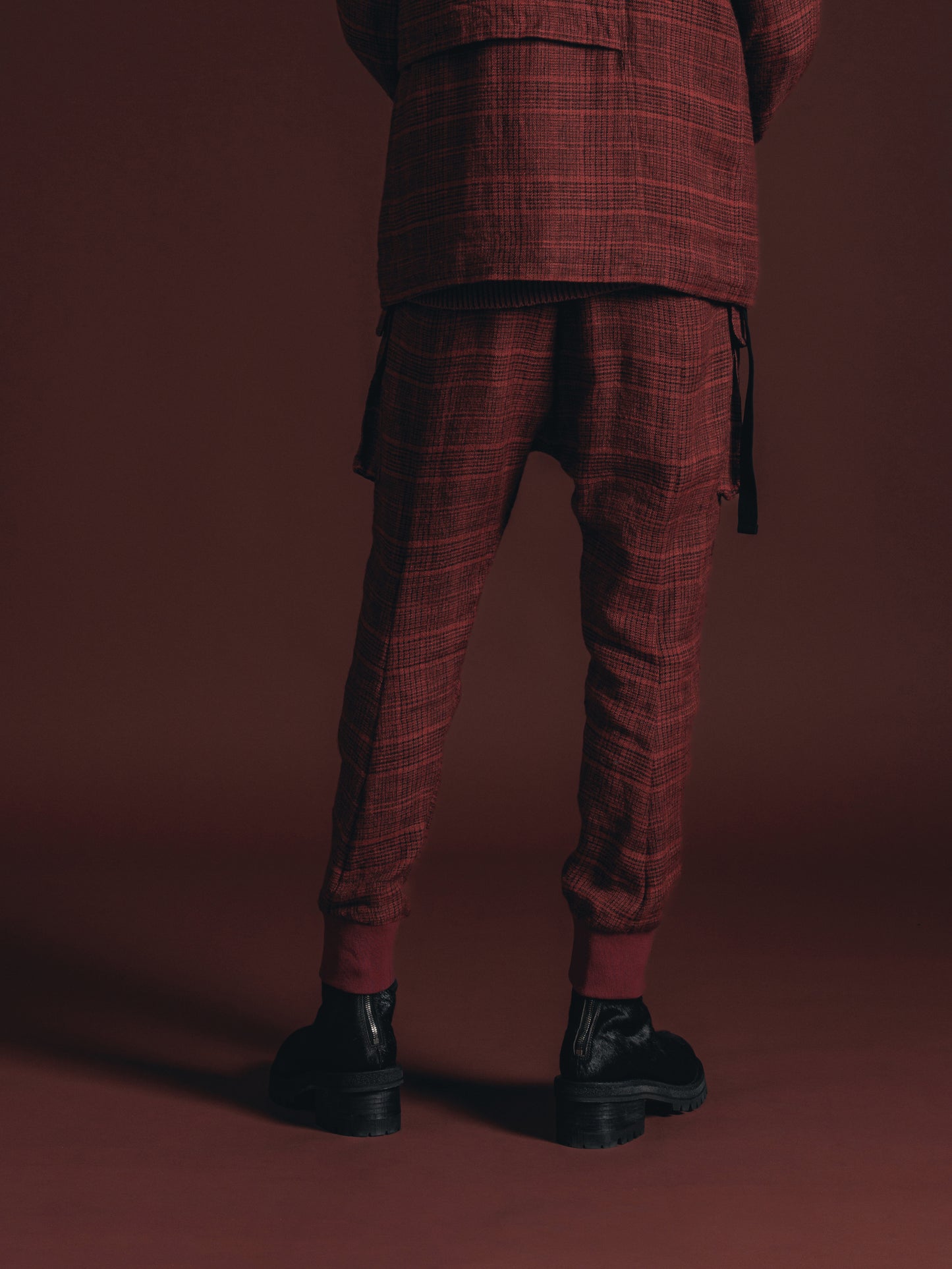 
                  
                    WOOL/LINEN RED PLAID CARGO PANTS
                  
                