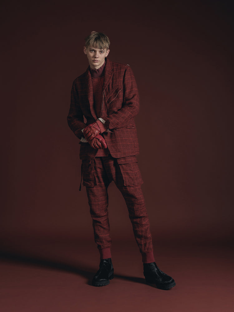 
                  
                    WOOL/LINEN RED PLAID CARGO PANTS
                  
                