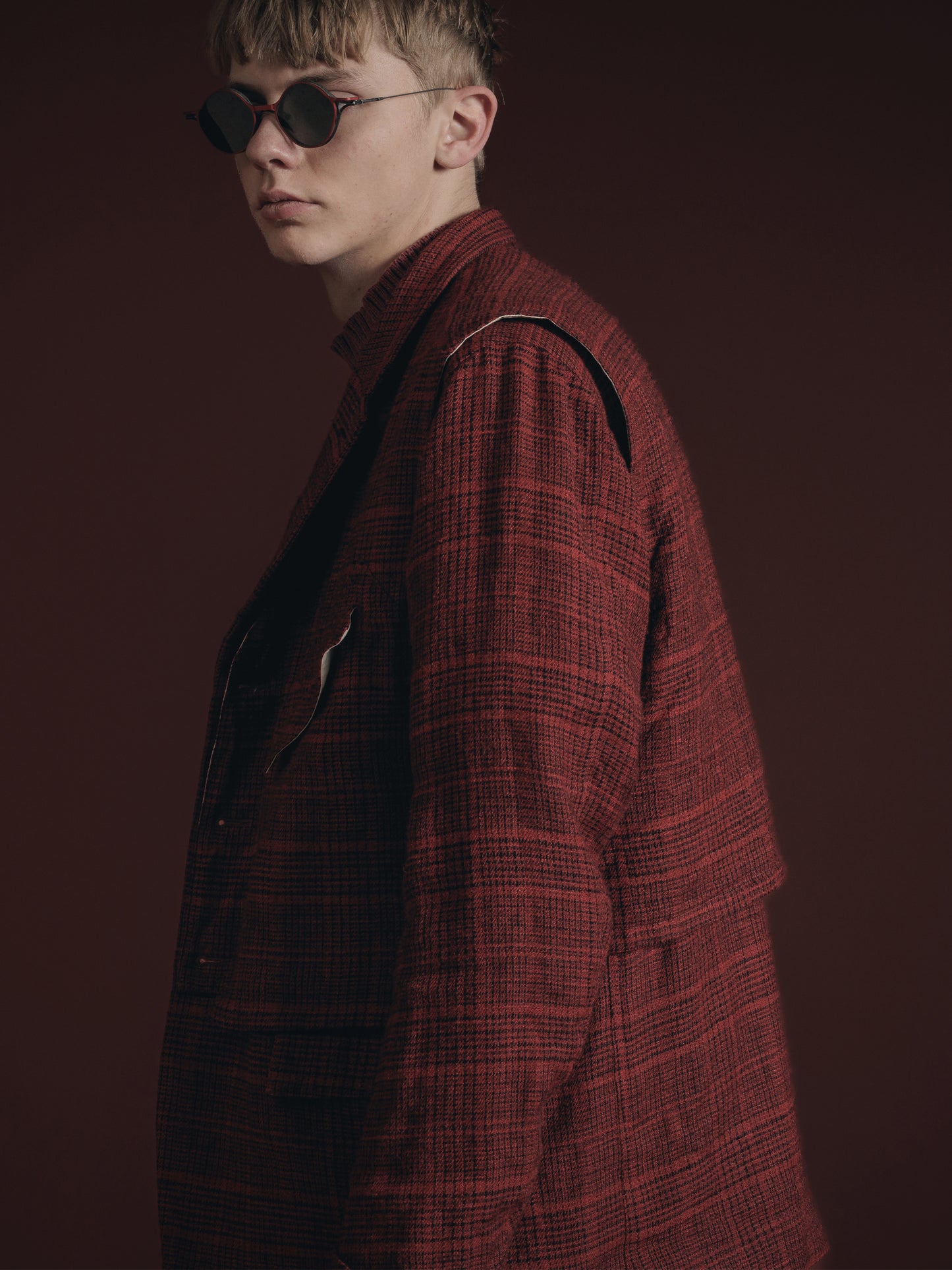 
                  
                    WOOL/LINEN RED PLAID BLAZER
                  
                