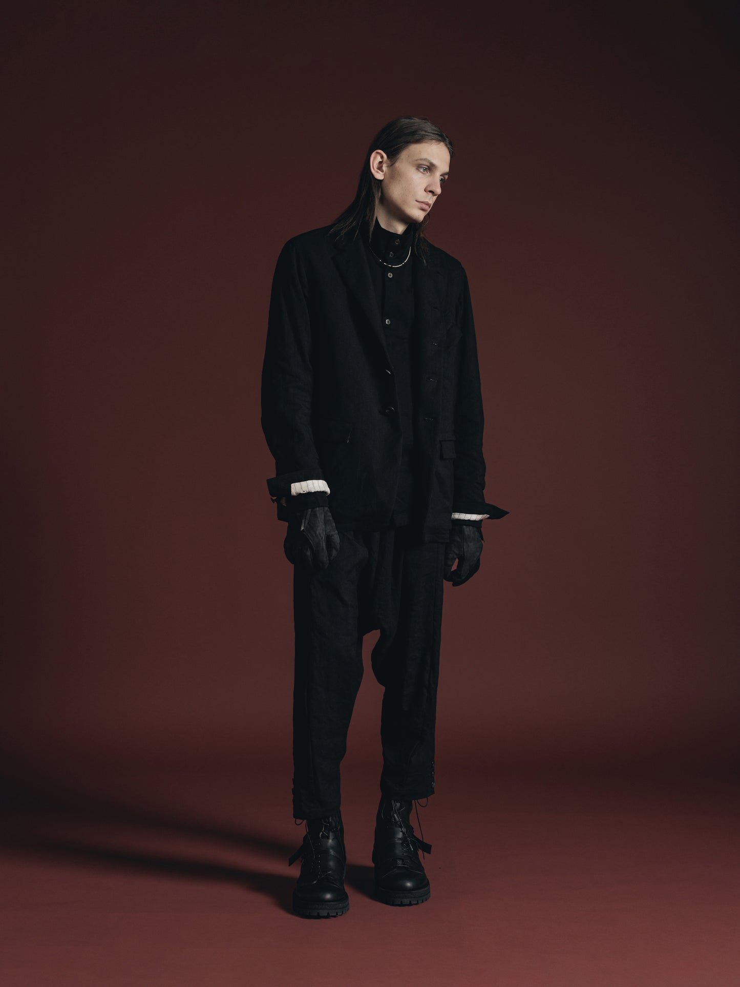 
                  
                    WOOL/LINEN DROP CROTCH TROUSERS
                  
                