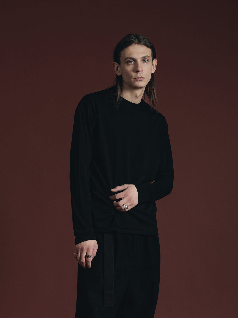 COTTON/CASHMERE LONG SLEEVE T