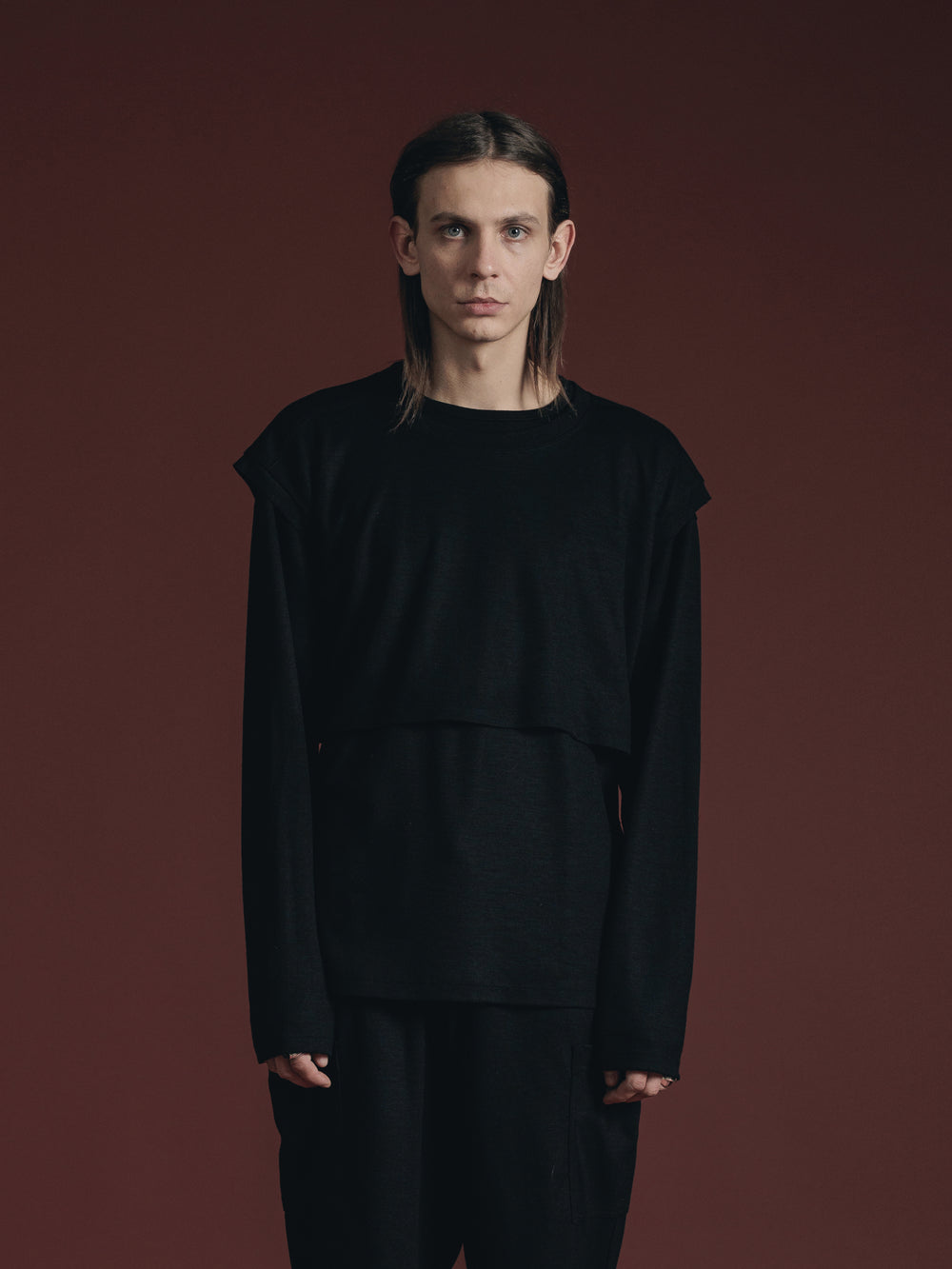 WOOL JERSEY LAYERD L/S T-SHIRT