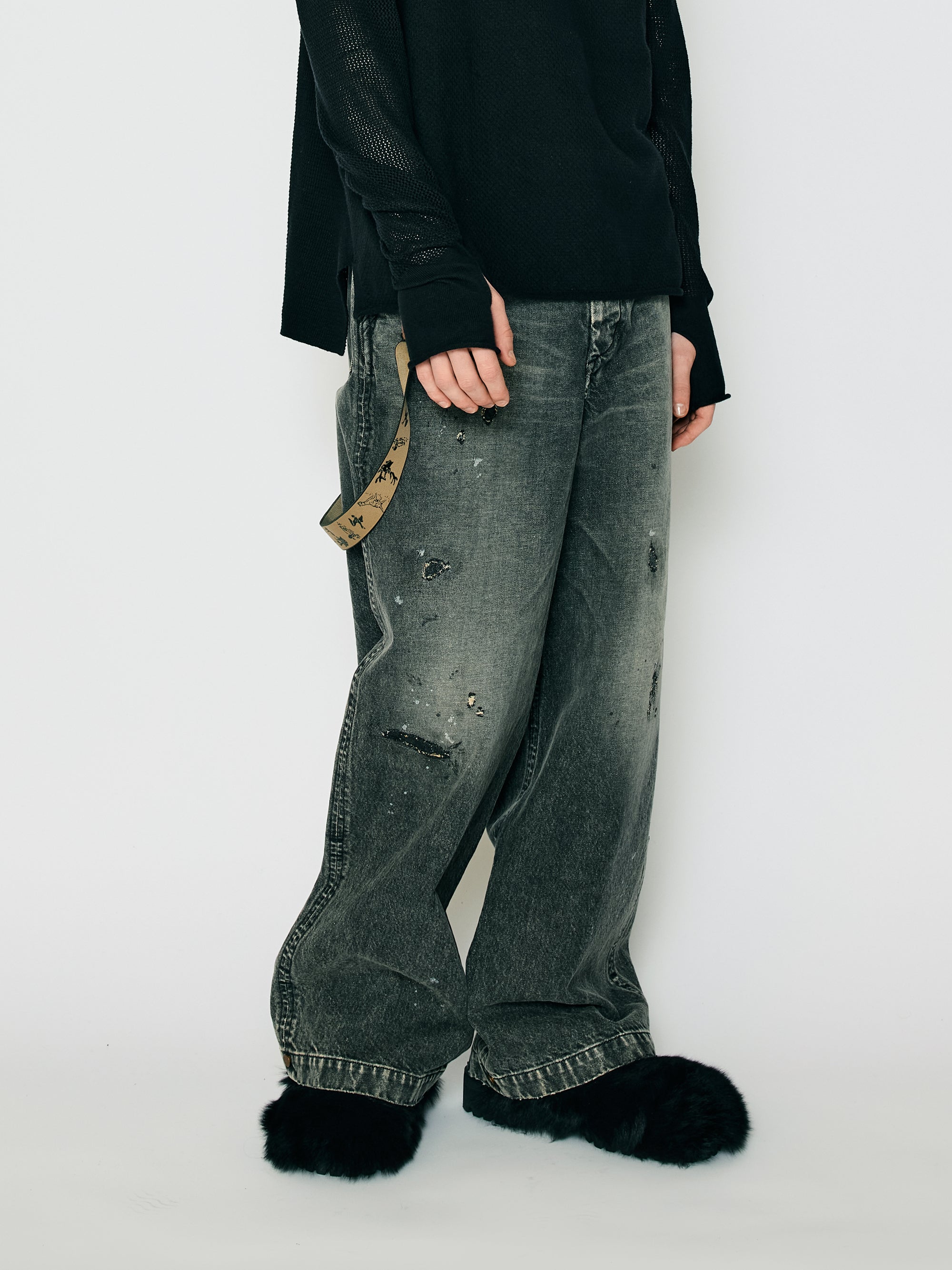 ISO]（イソウ） ×ANACHRONORM Damaged Denim Baggy Trouser（アナクロ
