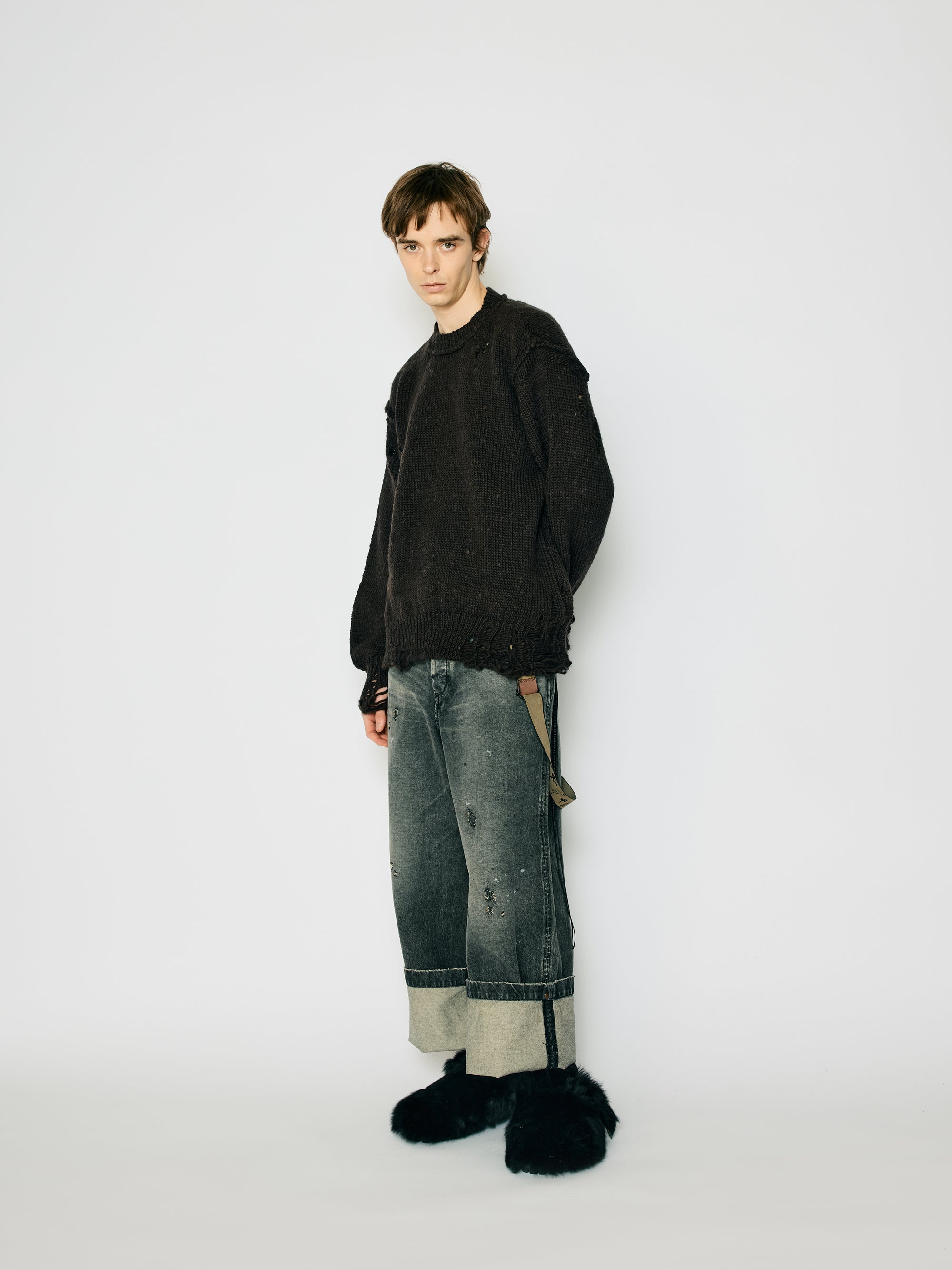ISO]（イソウ） ×ANACHRONORM Damaged Denim Baggy Trouser
