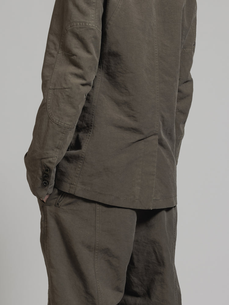 
                  
                    GARMENT DYE COTTON COLLARLESS BLAZER
                  
                