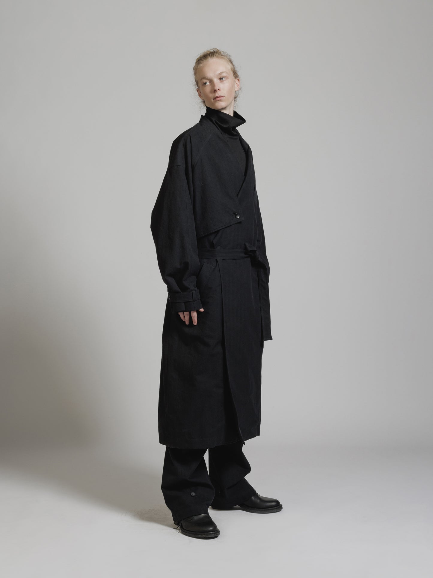 
                  
                    HERRINGBONE COLLARLESS COAT
                  
                
