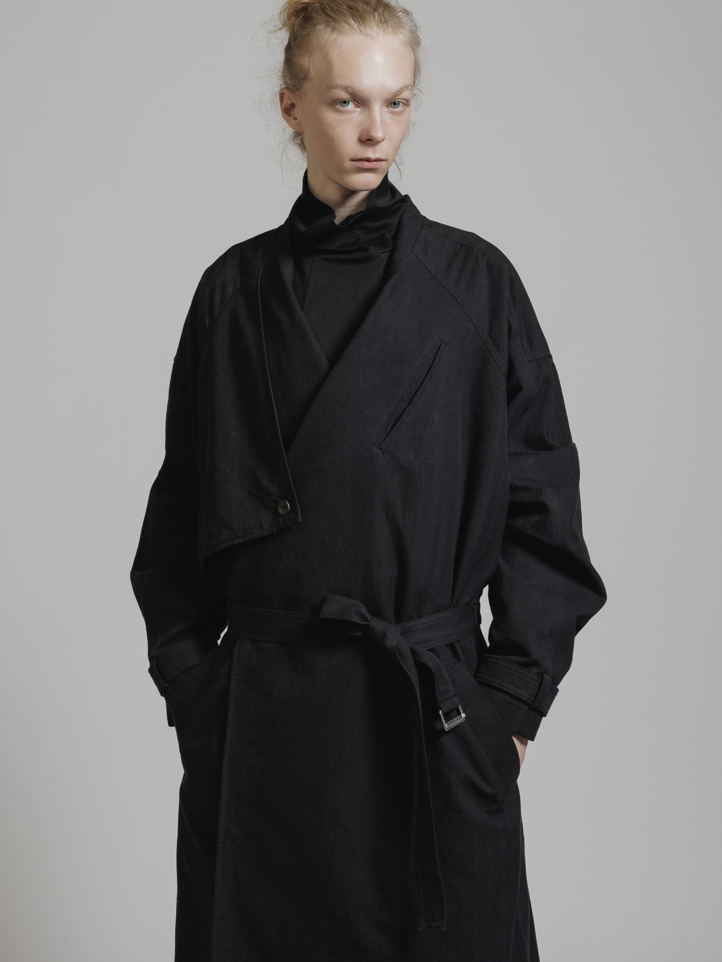 
                  
                    HERRINGBONE COLLARLESS COAT
                  
                
