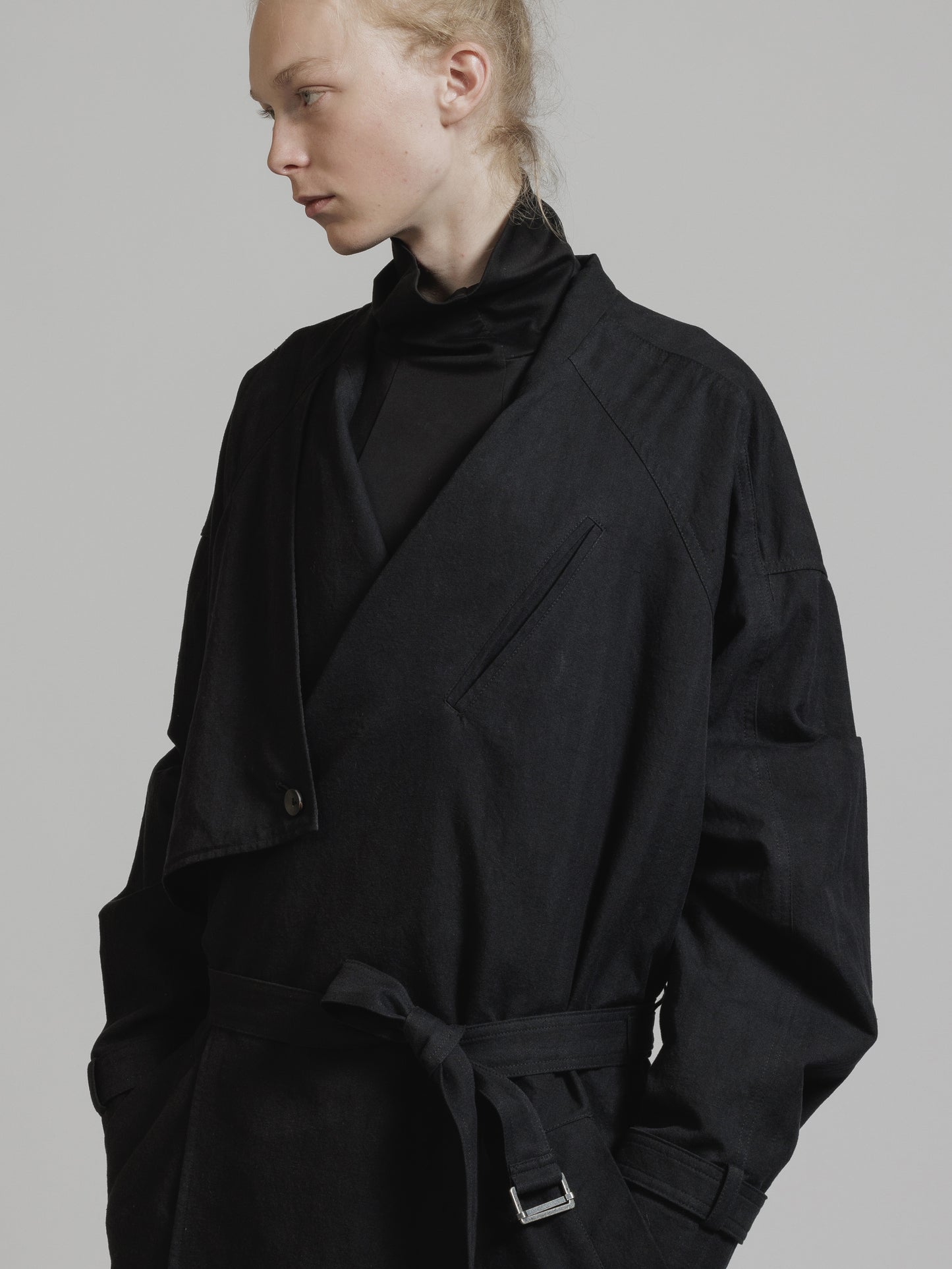 
                  
                    HERRINGBONE COLLARLESS COAT
                  
                