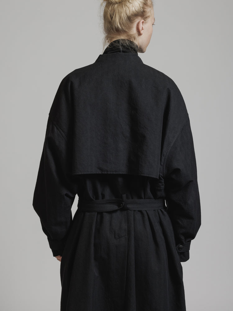 
                  
                    HERRINGBONE COLLARLESS COAT
                  
                