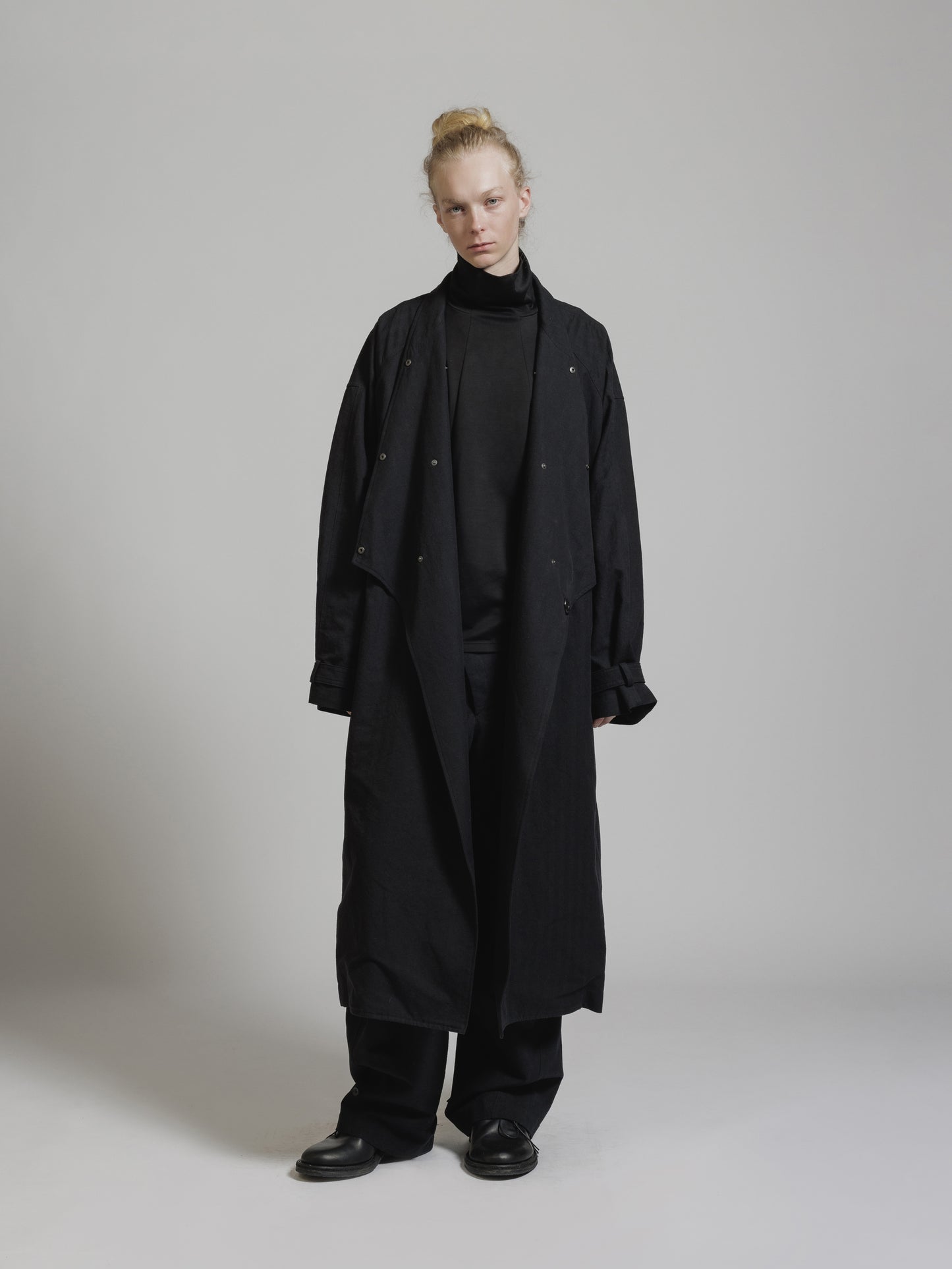 
                  
                    HERRINGBONE COLLARLESS COAT
                  
                