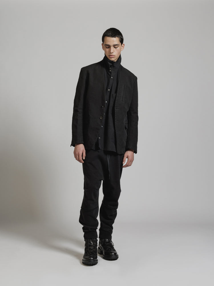 
                  
                    GARMENT DYE COTTON COLLARLESS BLAZER
                  
                