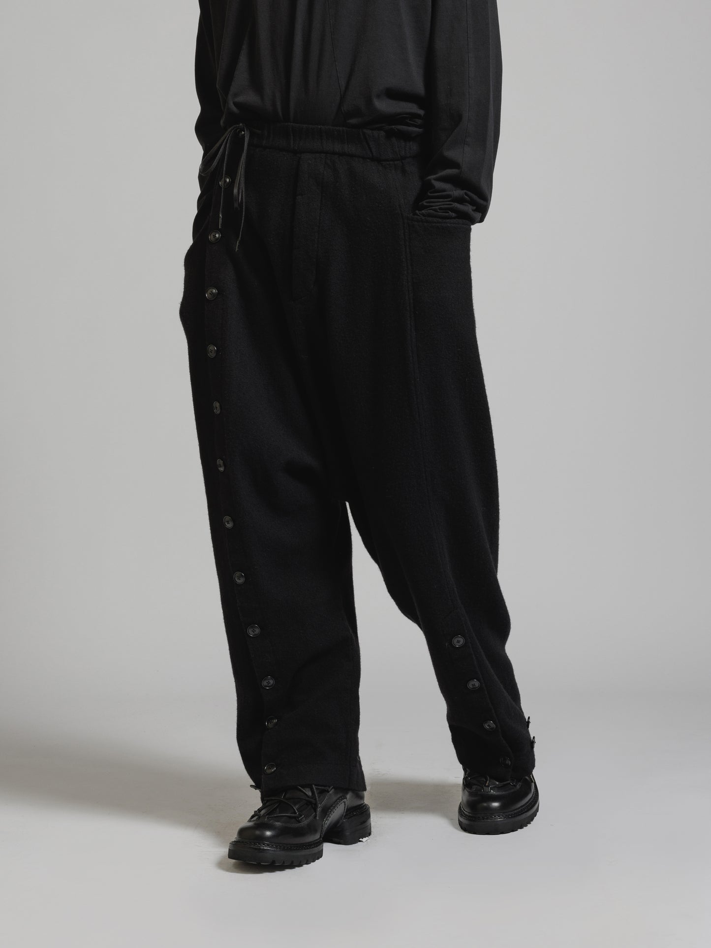 
                  
                    OBJECT DYE WOOL DROP CROTCH PANTS
                  
                