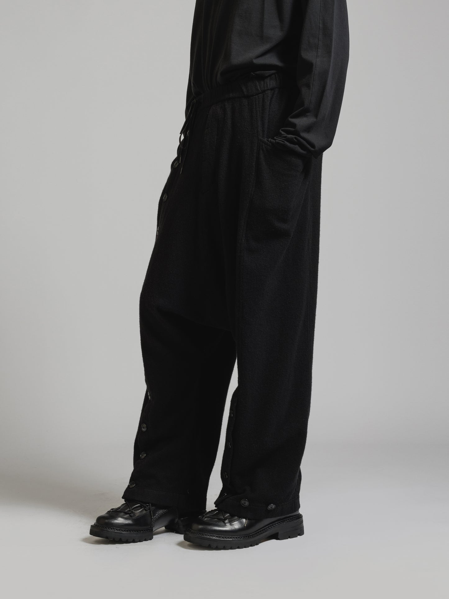 
                  
                    OBJECT DYE WOOL DROP CROTCH PANTS
                  
                