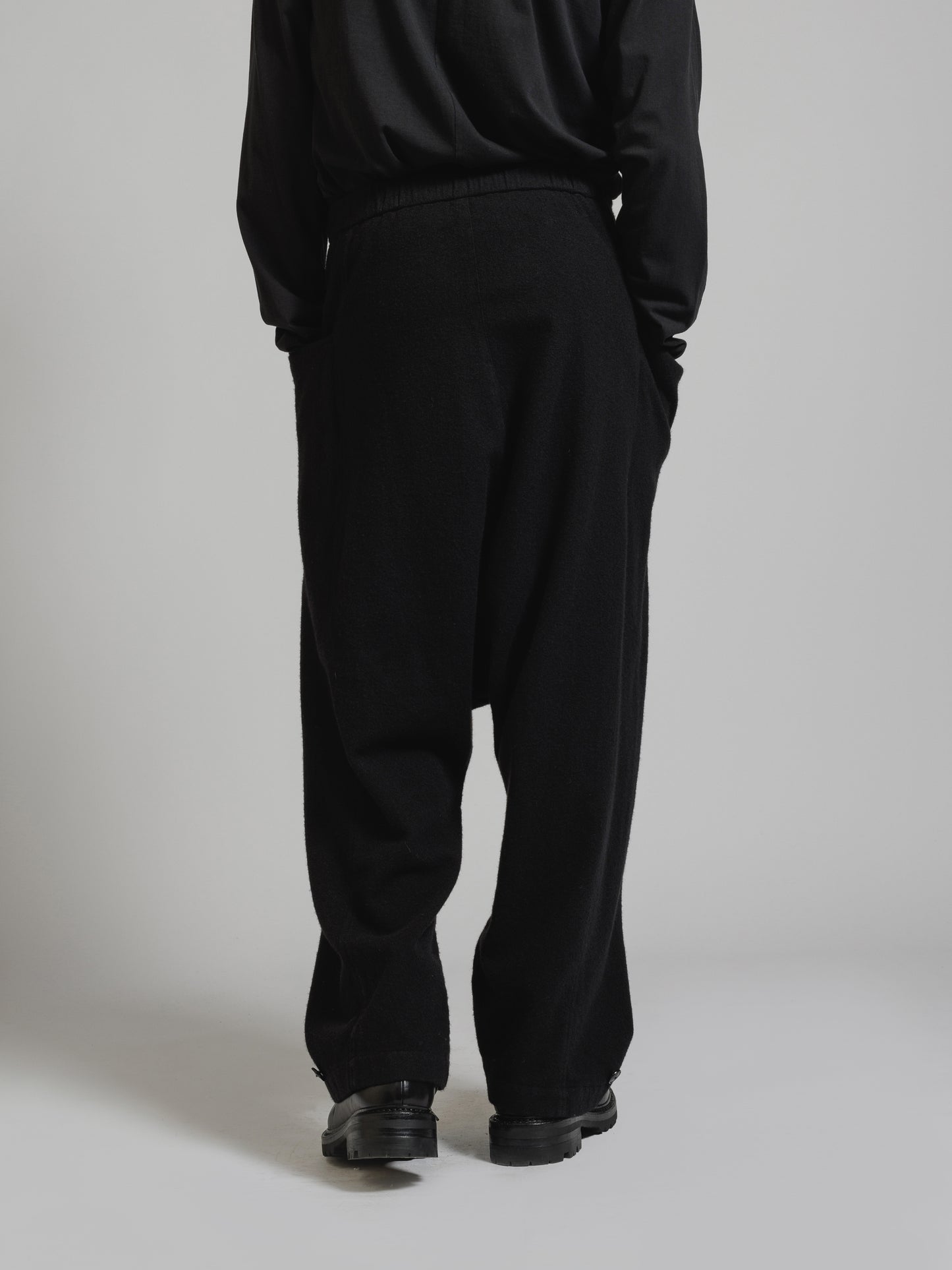 
                  
                    OBJECT DYE WOOL DROP CROTCH PANTS
                  
                