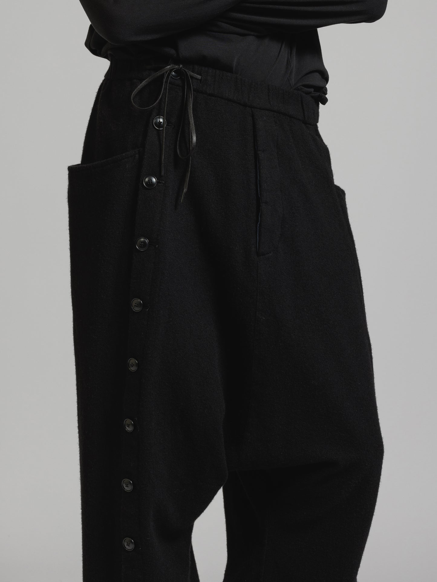 
                  
                    OBJECT DYE WOOL DROP CROTCH PANTS
                  
                