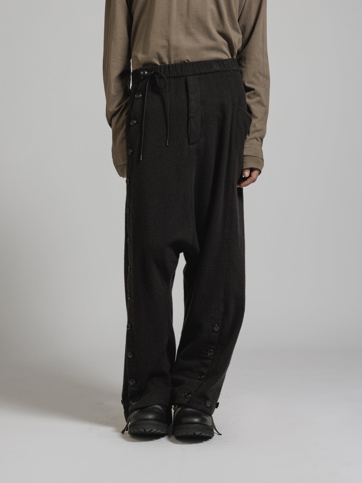 
                  
                    OBJECT DYE WOOL DROP CROTCH PANTS
                  
                