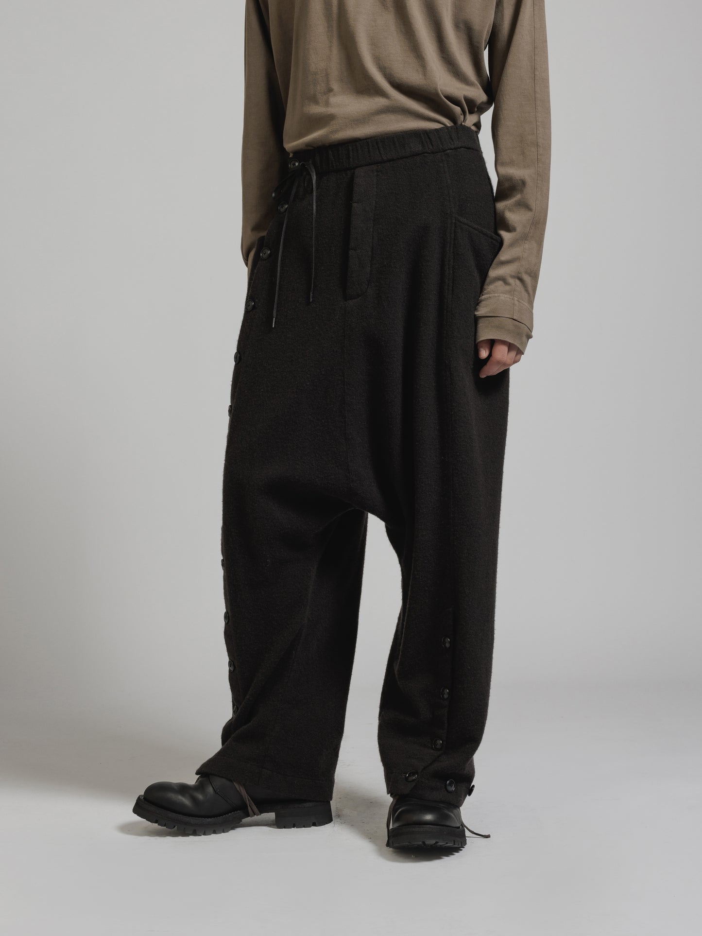 
                  
                    OBJECT DYE WOOL DROP CROTCH PANTS
                  
                