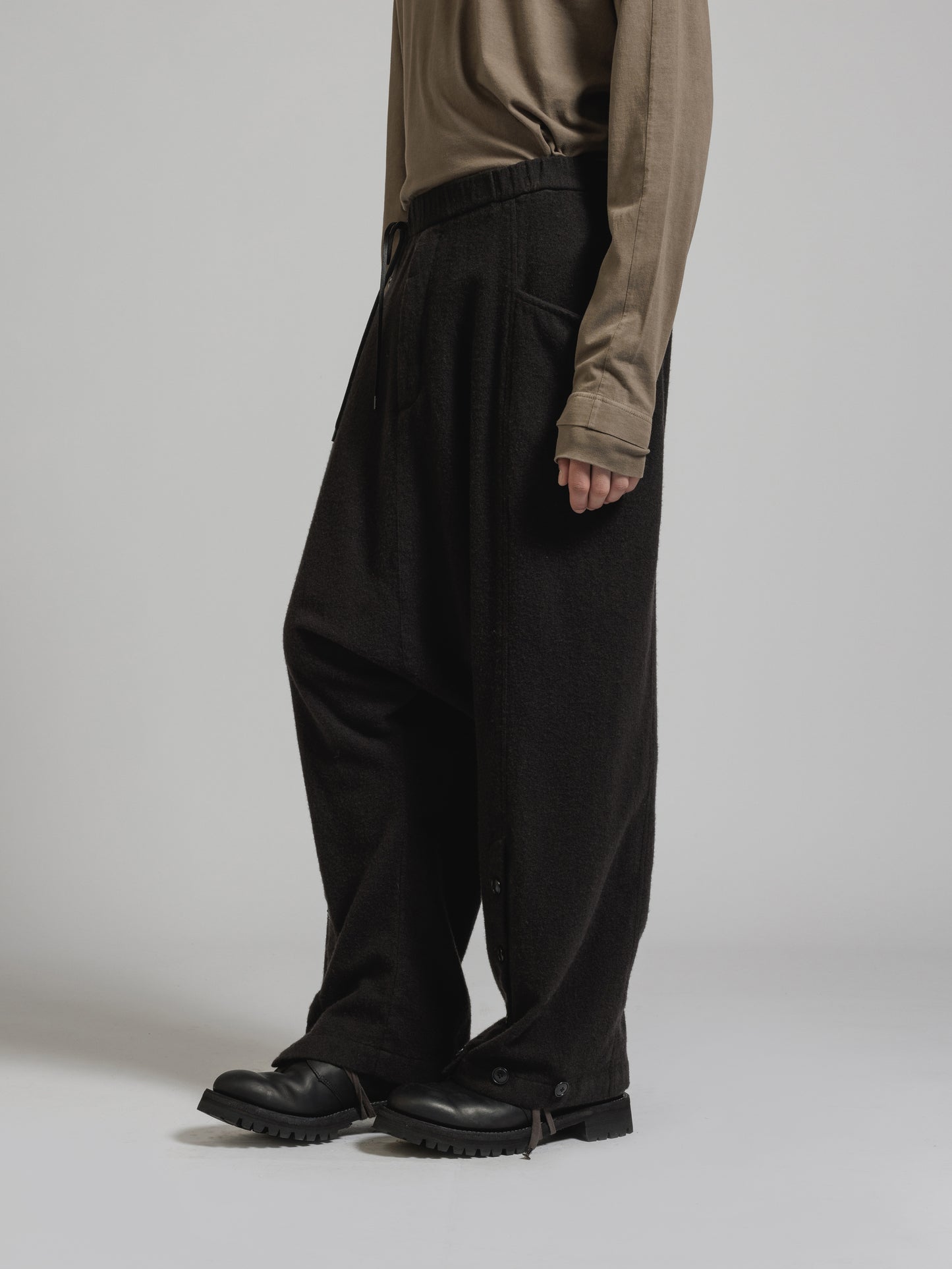 
                  
                    OBJECT DYE WOOL DROP CROTCH PANTS
                  
                
