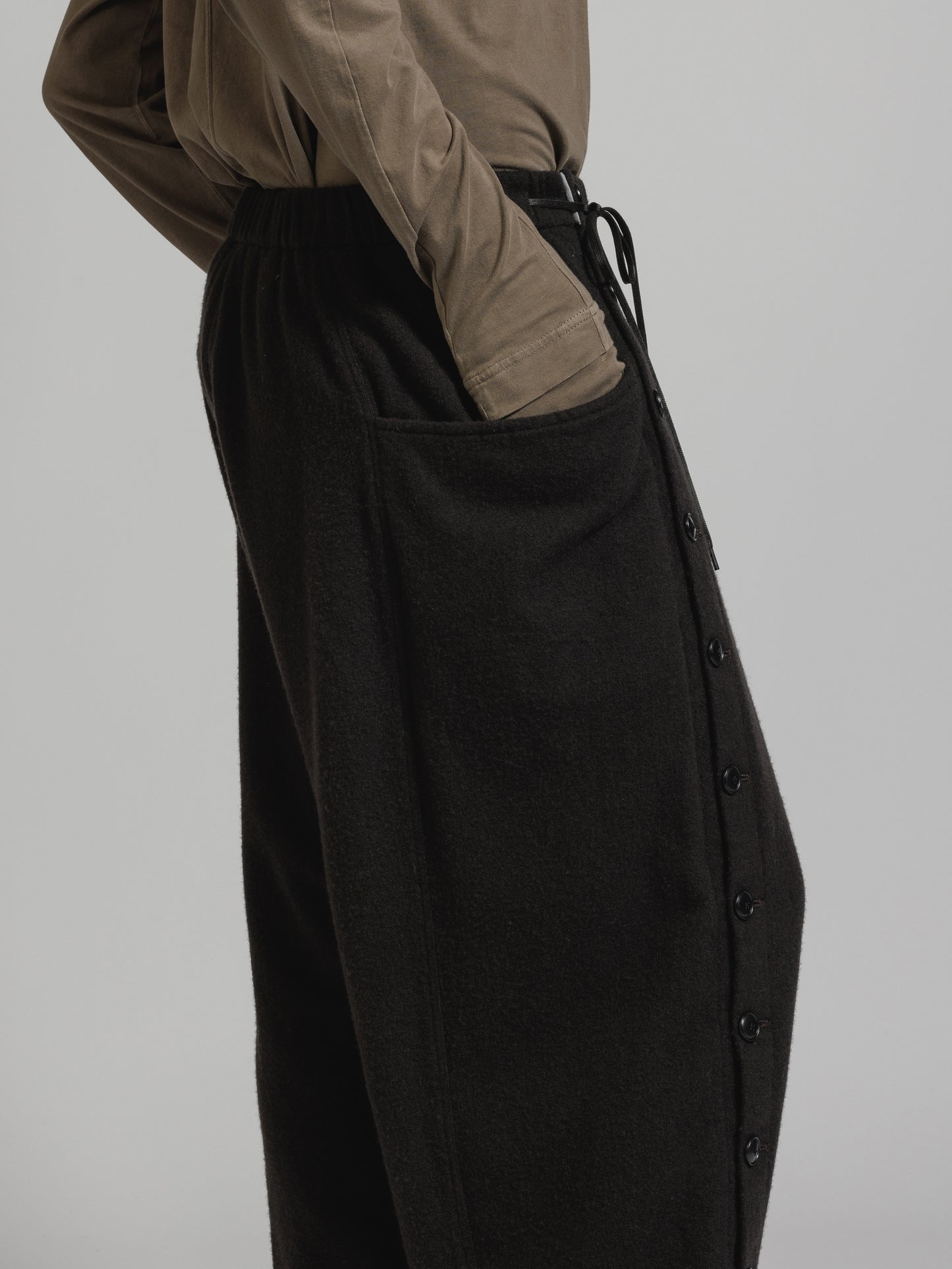 
                  
                    OBJECT DYE WOOL DROP CROTCH PANTS
                  
                