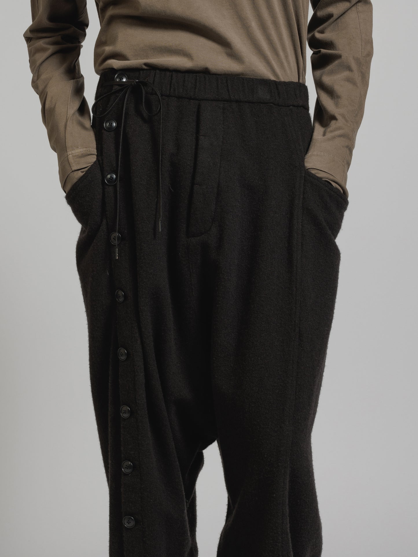 
                  
                    OBJECT DYE WOOL DROP CROTCH PANTS
                  
                