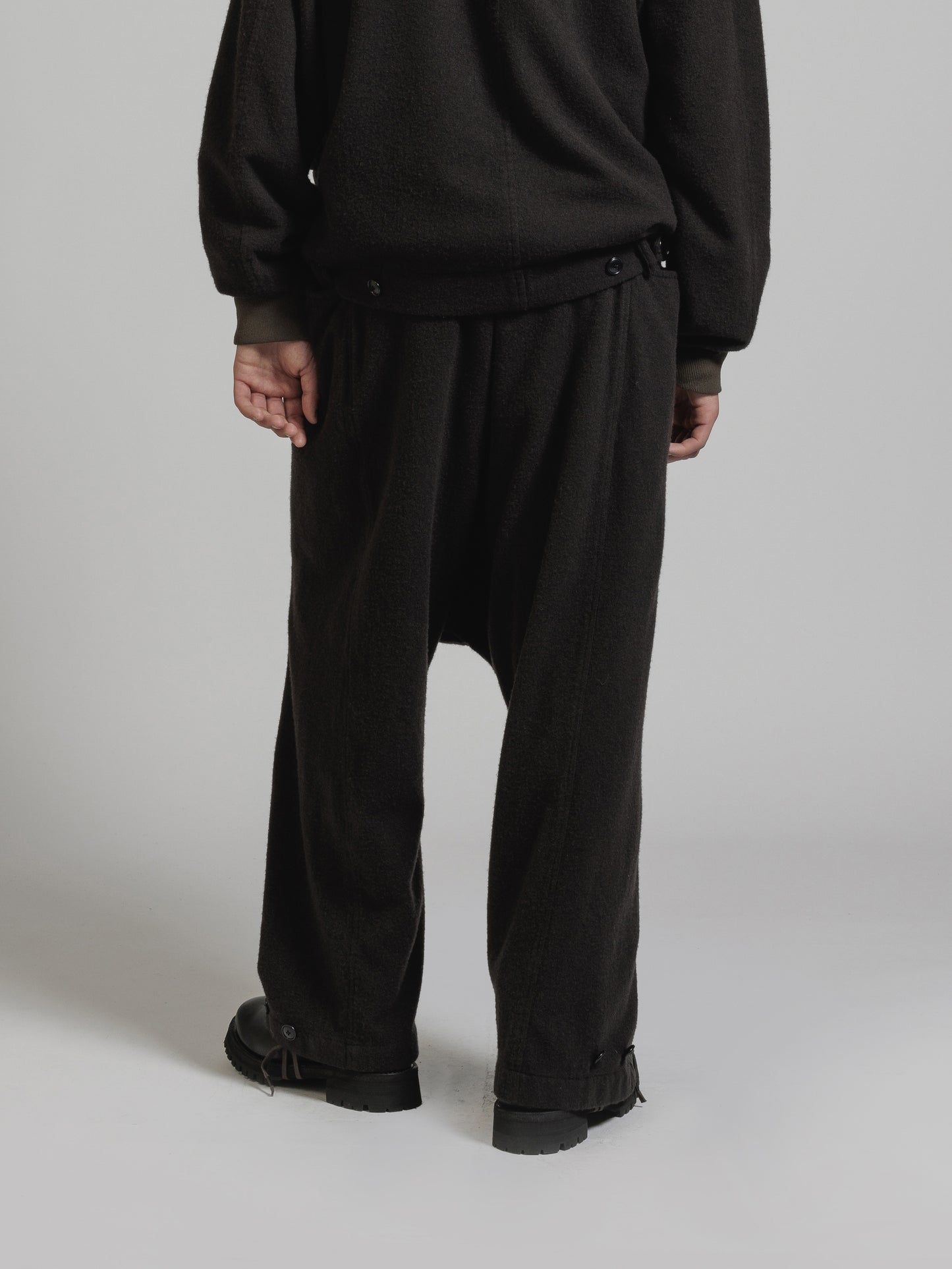 
                  
                    OBJECT DYE WOOL DROP CROTCH PANTS
                  
                