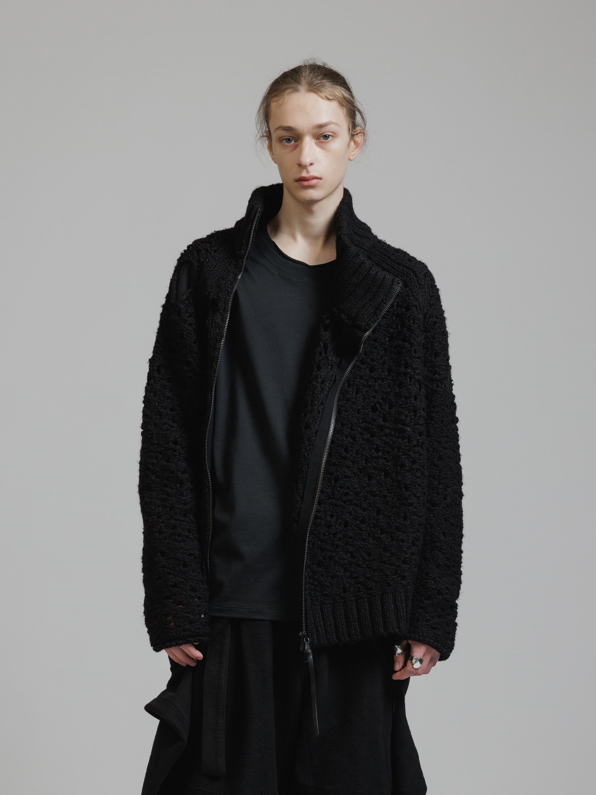 THE VIRIDI-ANNE（ザ ヴィリディアン） TVA 25AW MESH ZIP-UP SWEATER