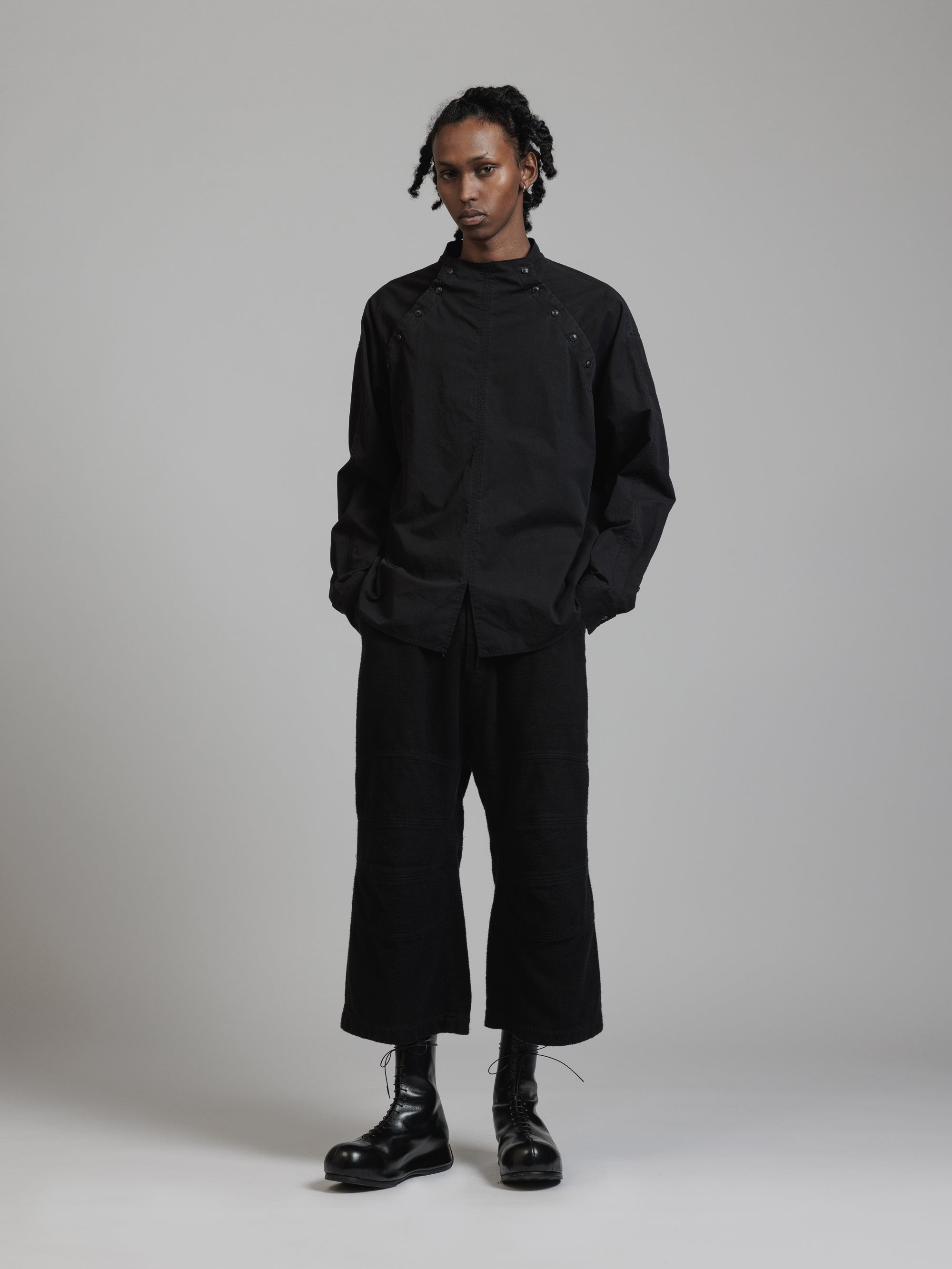 The Viridi-anne クロップド　リネン　dark wear 黒　和紙 THE VIRIDI-ANNE（ザ ヴィリディアン） TVA 25AW BRUSHED TWILL