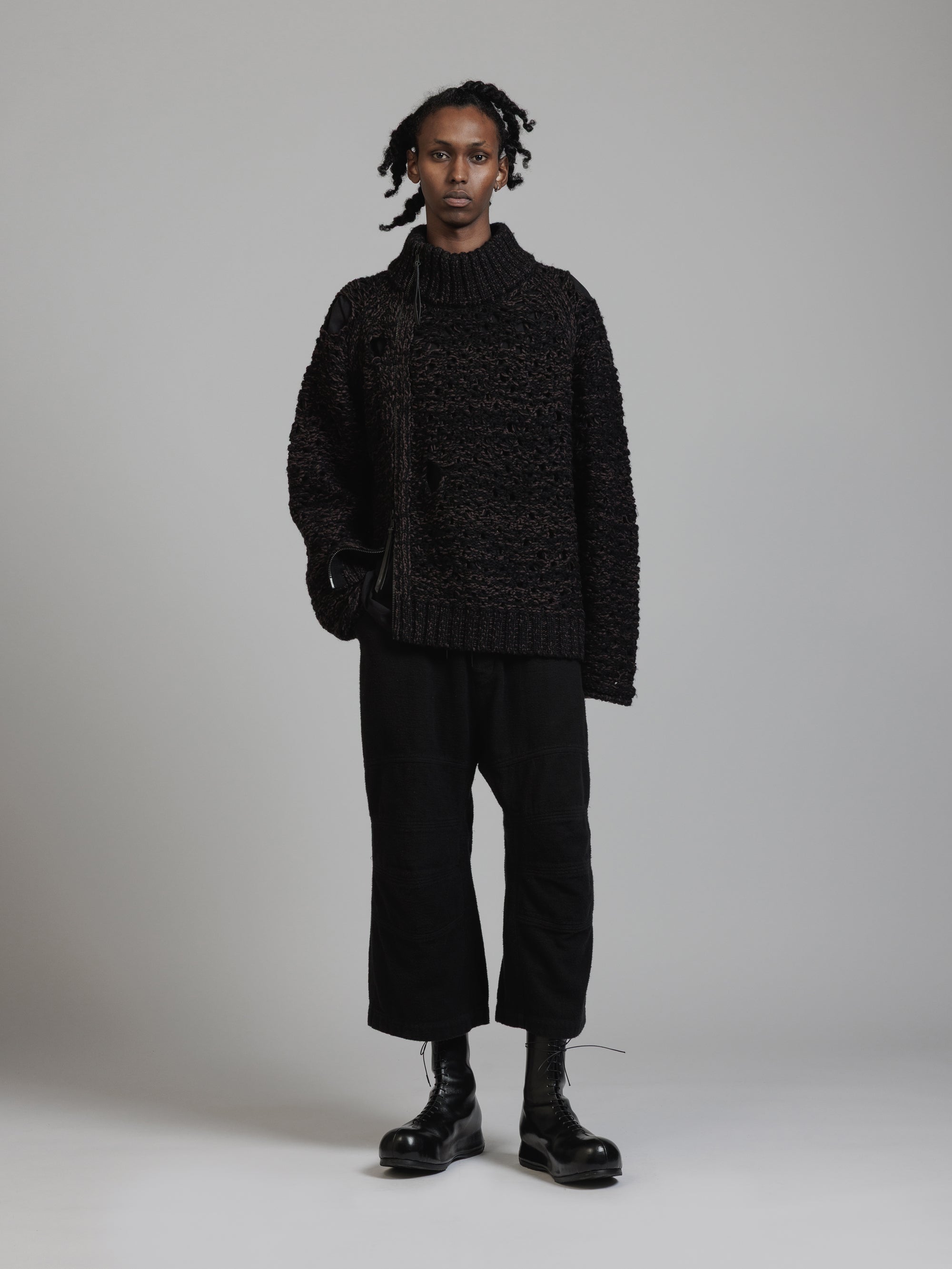 THE VIRIDI-ANNE（ザ ヴィリディアン） TVA 25AW MESH ZIP-UP SWEATER