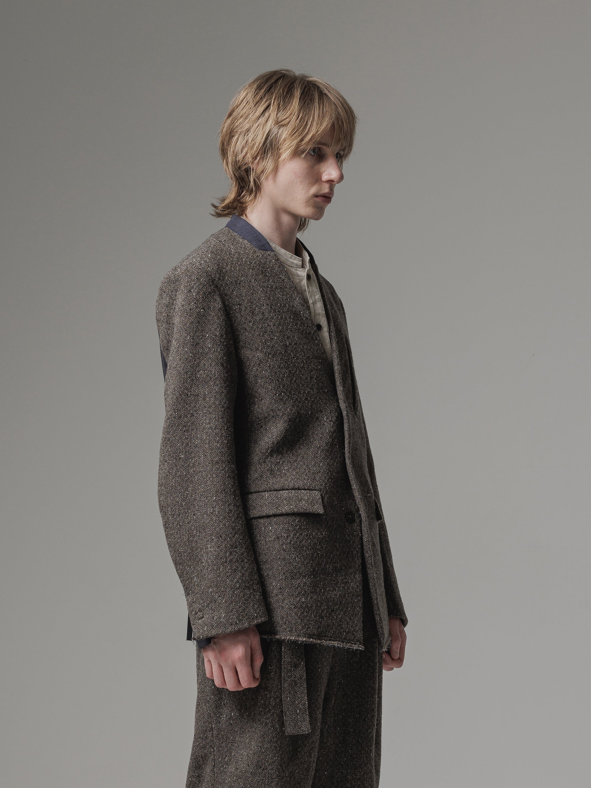 ISO] （イソウ） shetland wool collarless jacket（シェットランド