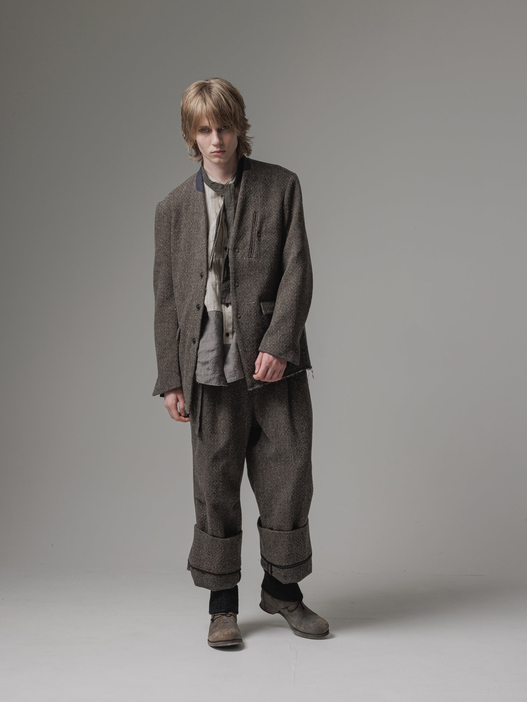 ISO] （イソウ） shetland wool collarless jacket（シェットランド