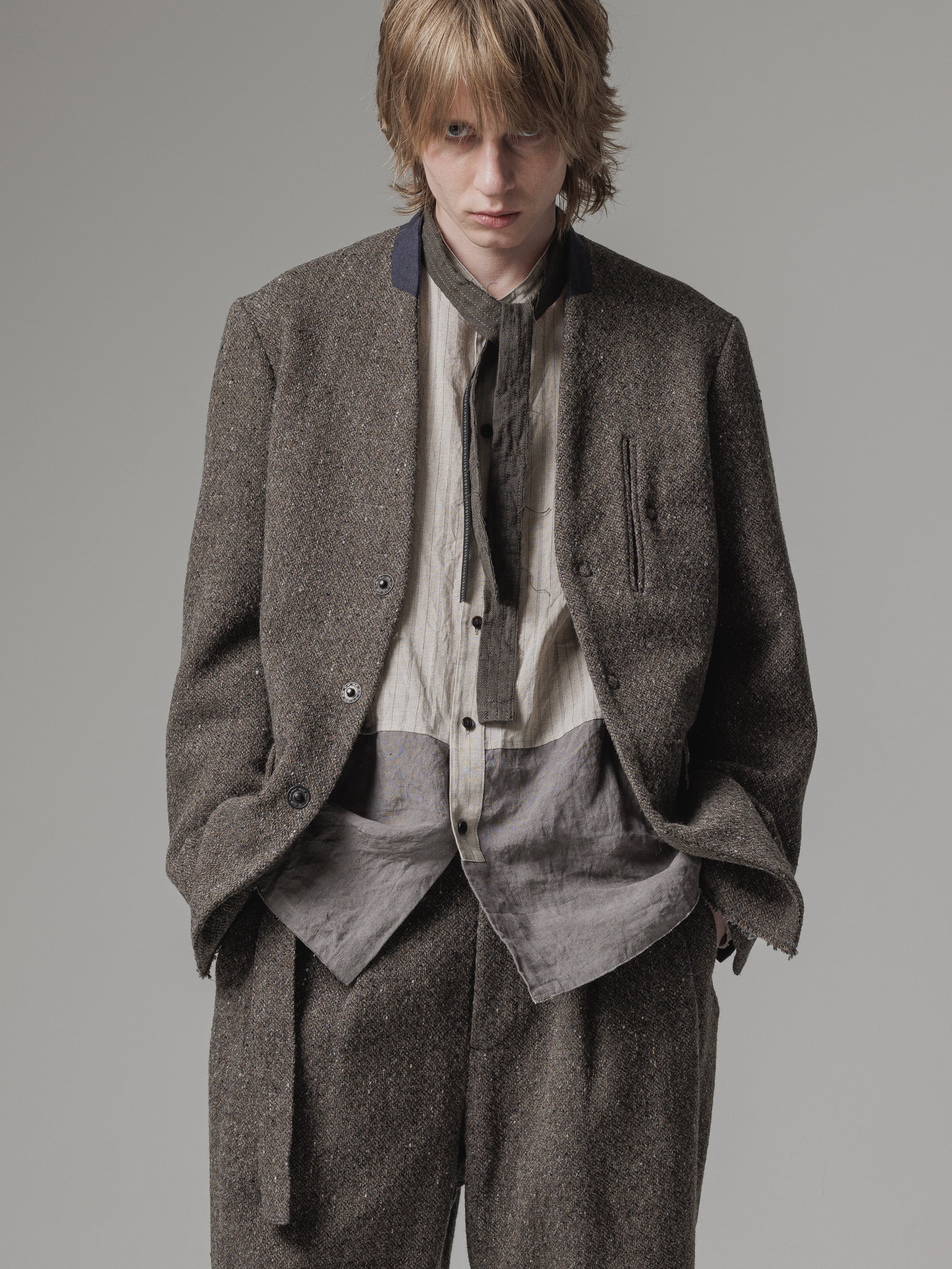 ISO] （イソウ） shetland wool collarless jacket（シェットランド