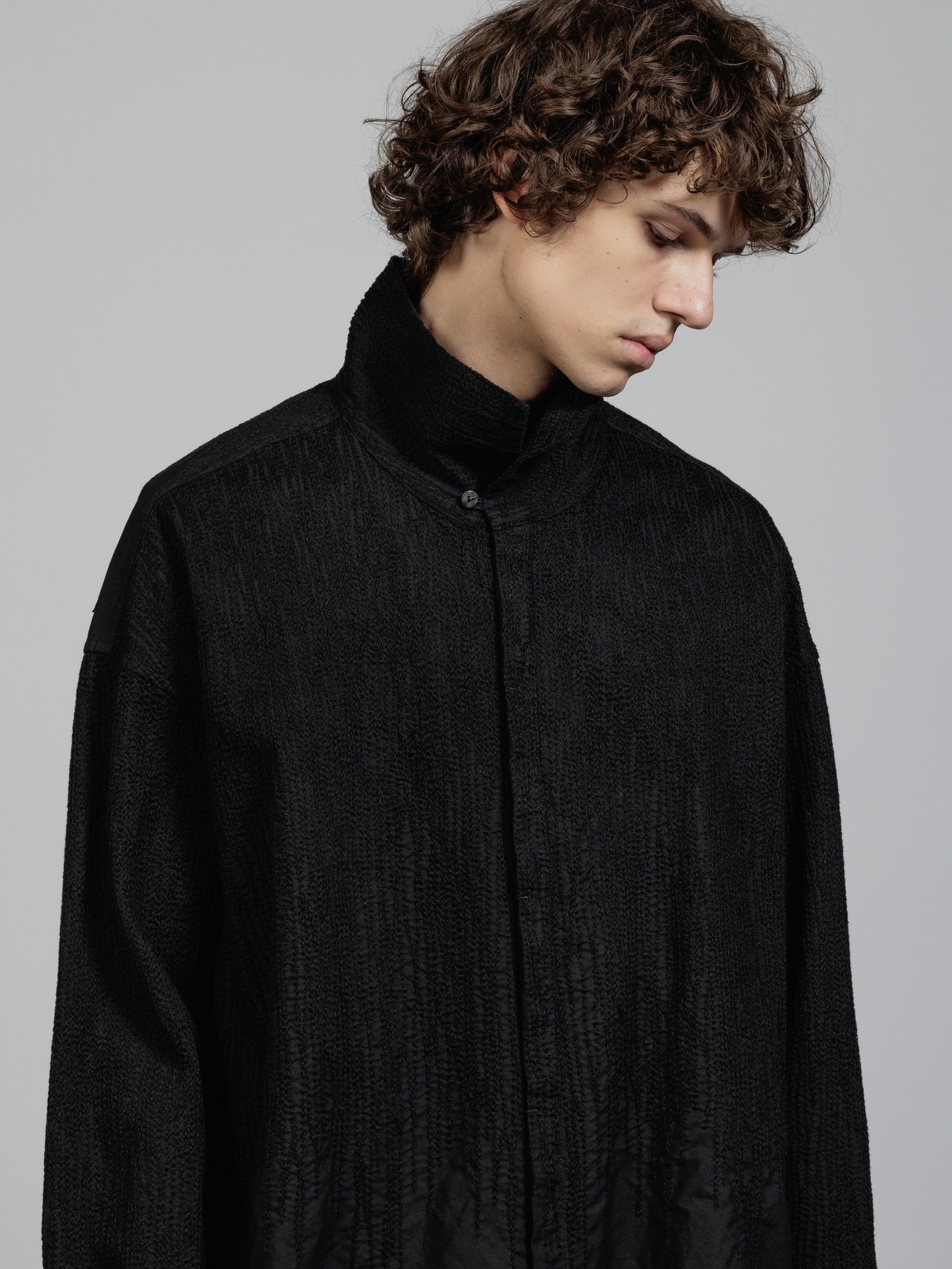 
                  
                    Embroidered cloth high-necked shirt
                  
                