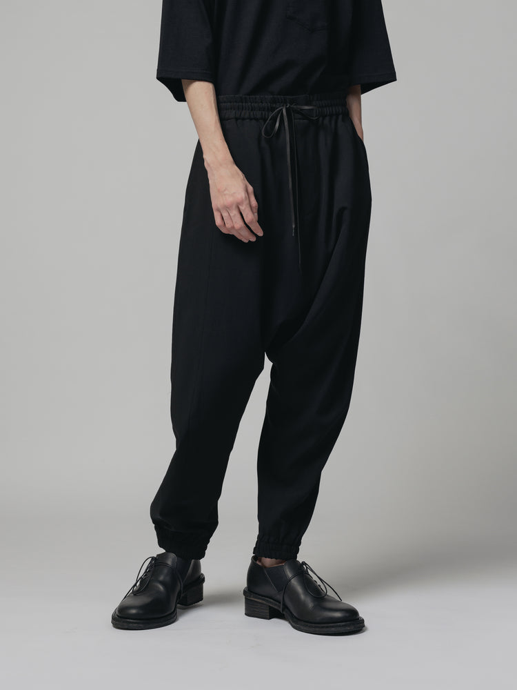 
                  
                    BLACK WOOL DROP-CROTCH PANTS
                  
                