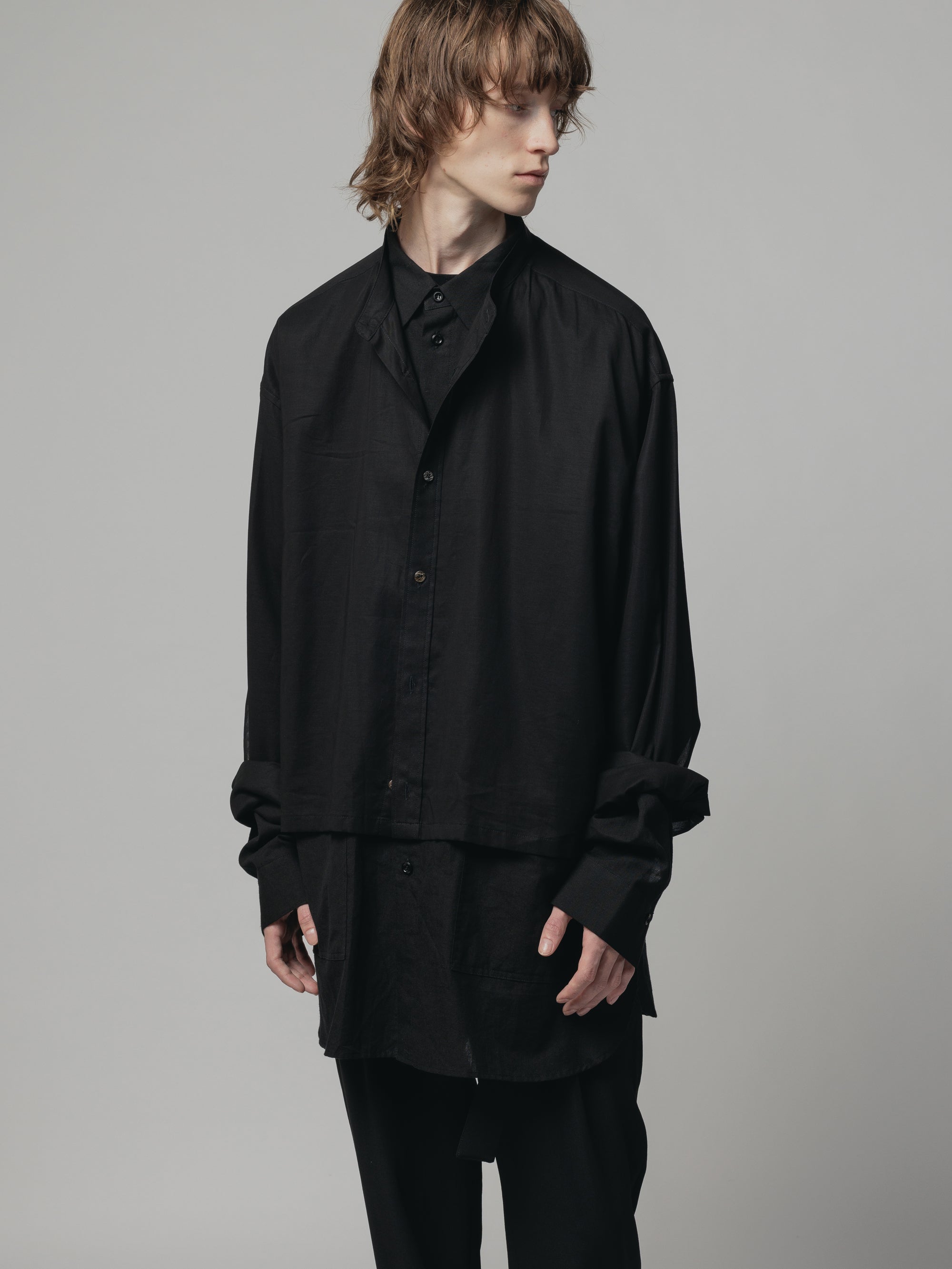 The viridi anne ヴィリジアン レイヤー シャツ スタンド カラー THE VIRIDI-ANNE（ザ ヴィリディアン） TVA 24SS COTTON/LINEN LAYERD