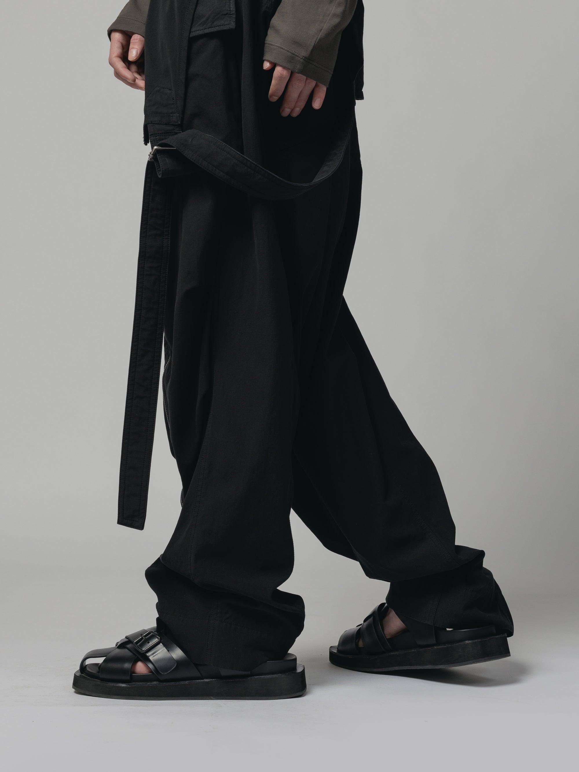 強撚ドライコットン オーバーオール - BLACK THE VIRIDI-ANNE（ザ ヴィリディアン） TVA 24SS DRY COTTON