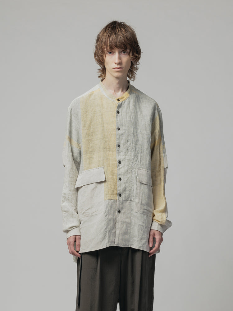 
                  
                    LINEN CHECK BAND-COLLAR SHIRT
                  
                