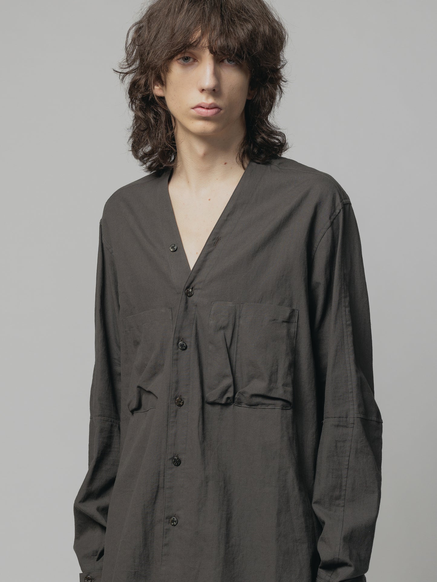 
                  
                    COTTON/LINEN V NECK SHIRT
                  
                