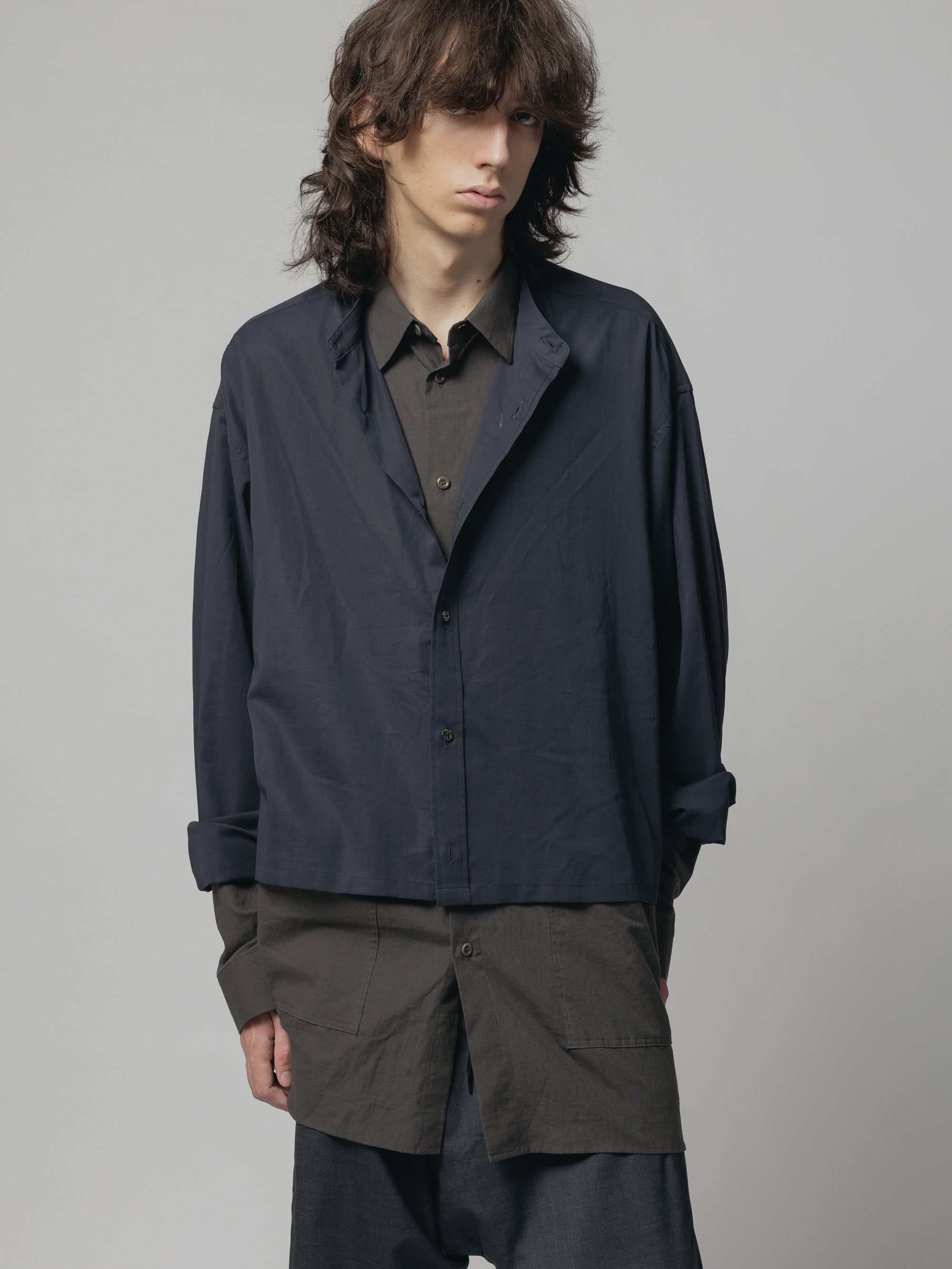 The viridi anne ヴィリジアン レイヤー シャツ スタンド カラー THE VIRIDI-ANNE（ザ ヴィリディアン） TVA 24SS COTTON/LINEN
