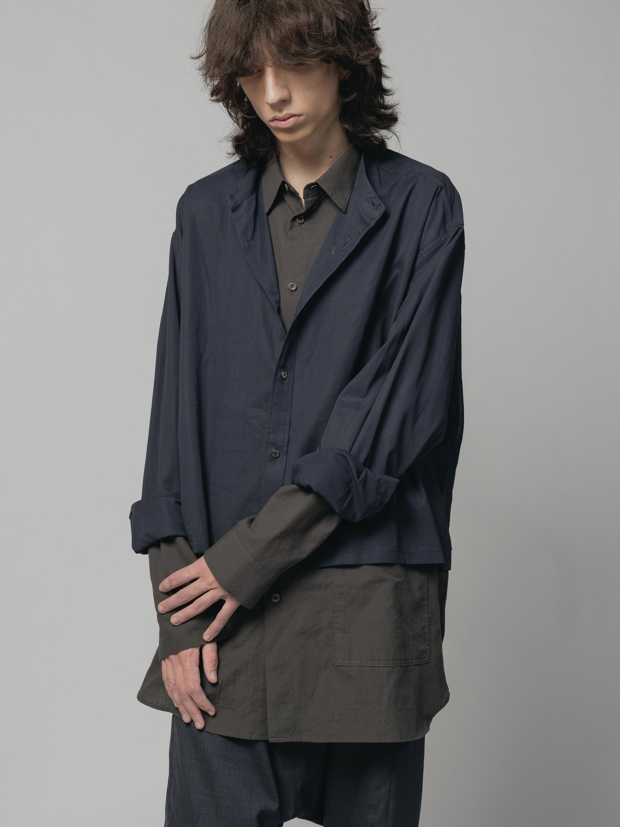 The viridi anne ヴィリジアン レイヤー シャツ スタンド カラー THE VIRIDI-ANNE（ザ ヴィリディアン） TVA 24SS COTTON/LINEN LAYERD