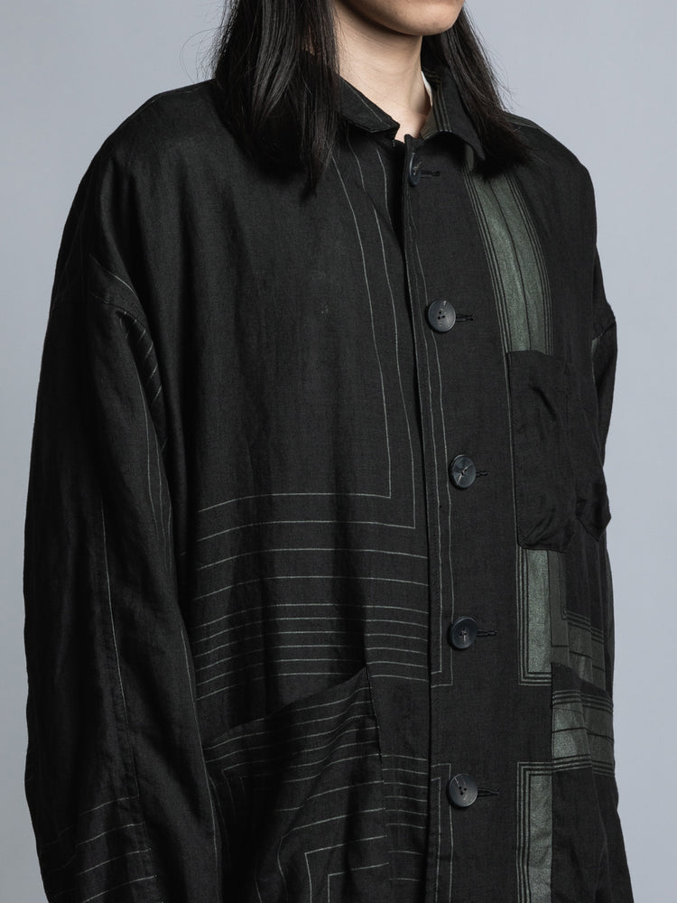 
                  
                    PRINTED LINEN COAT
                  
                